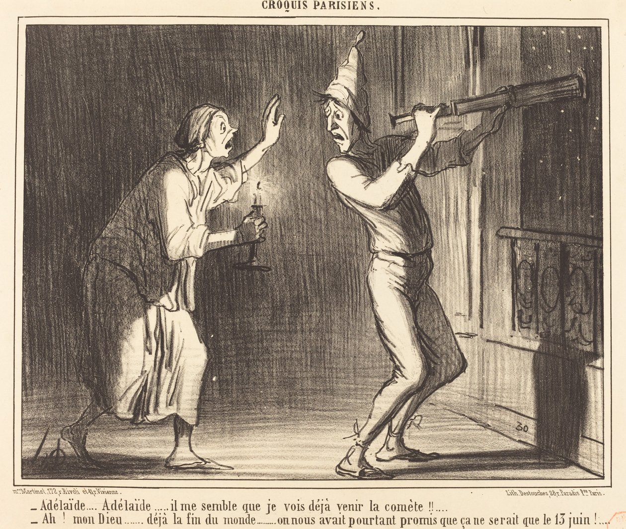 Adelaida...Adelaida...¡me parece que ya veo venir el cometa! de Honoré Daumier