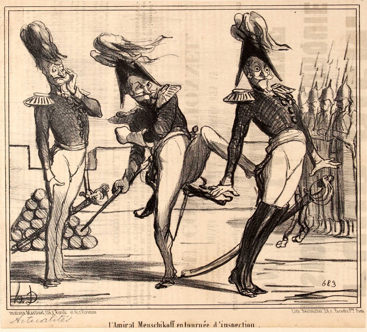 Almirante Alexander Sergeyevich Menshikov en gira de inspección, 1854 de Honoré Daumier