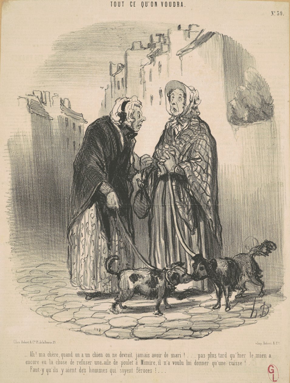 Ah! Querida, cuando uno tiene un perro ... de Honoré Daumier