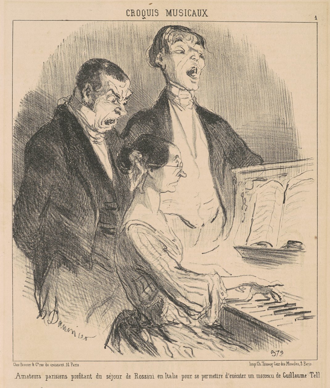 Aficionados parisinos aprovechando la estancia de Rossini de Honoré Daumier