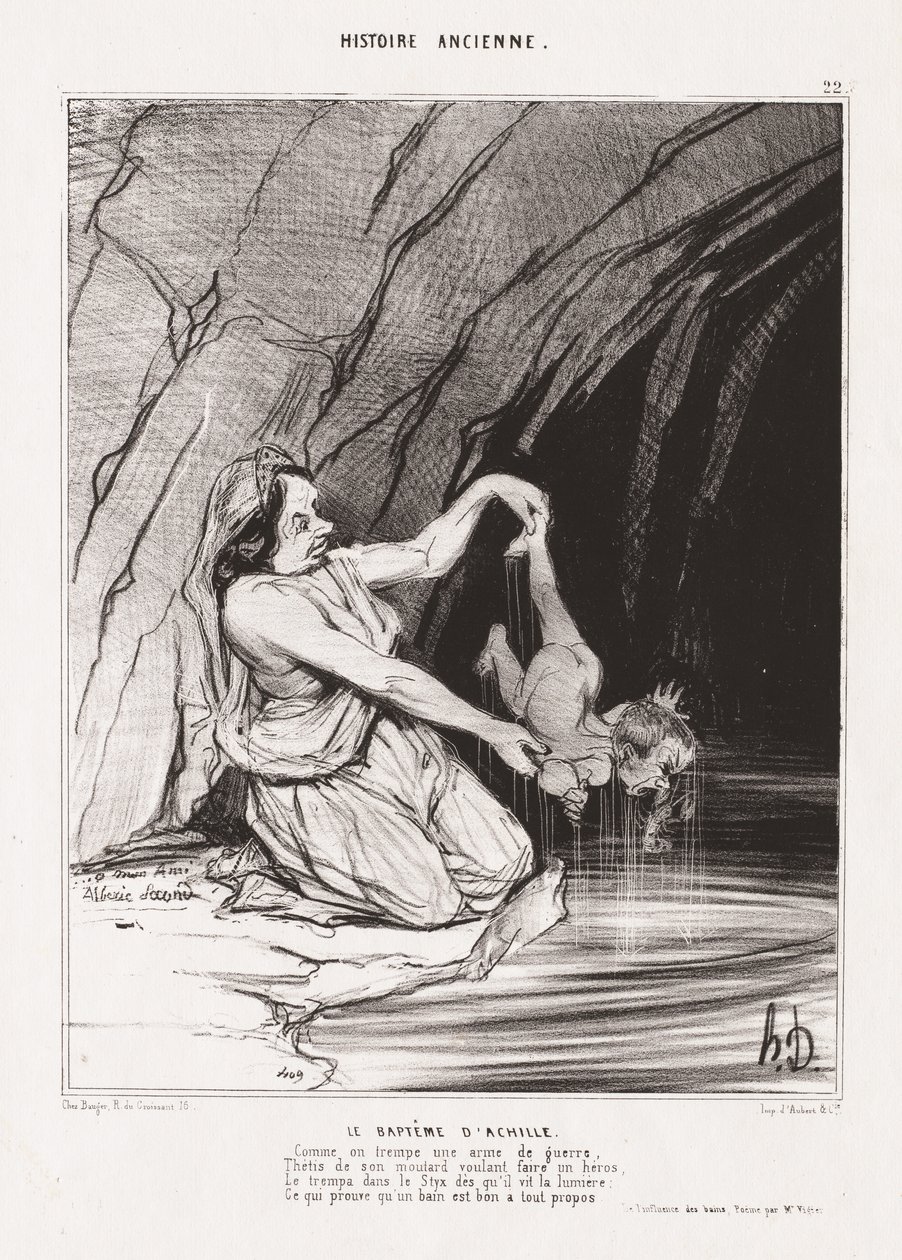 Historia antigua: pl. 22, El bautismo de Aquiles de Honoré Daumier