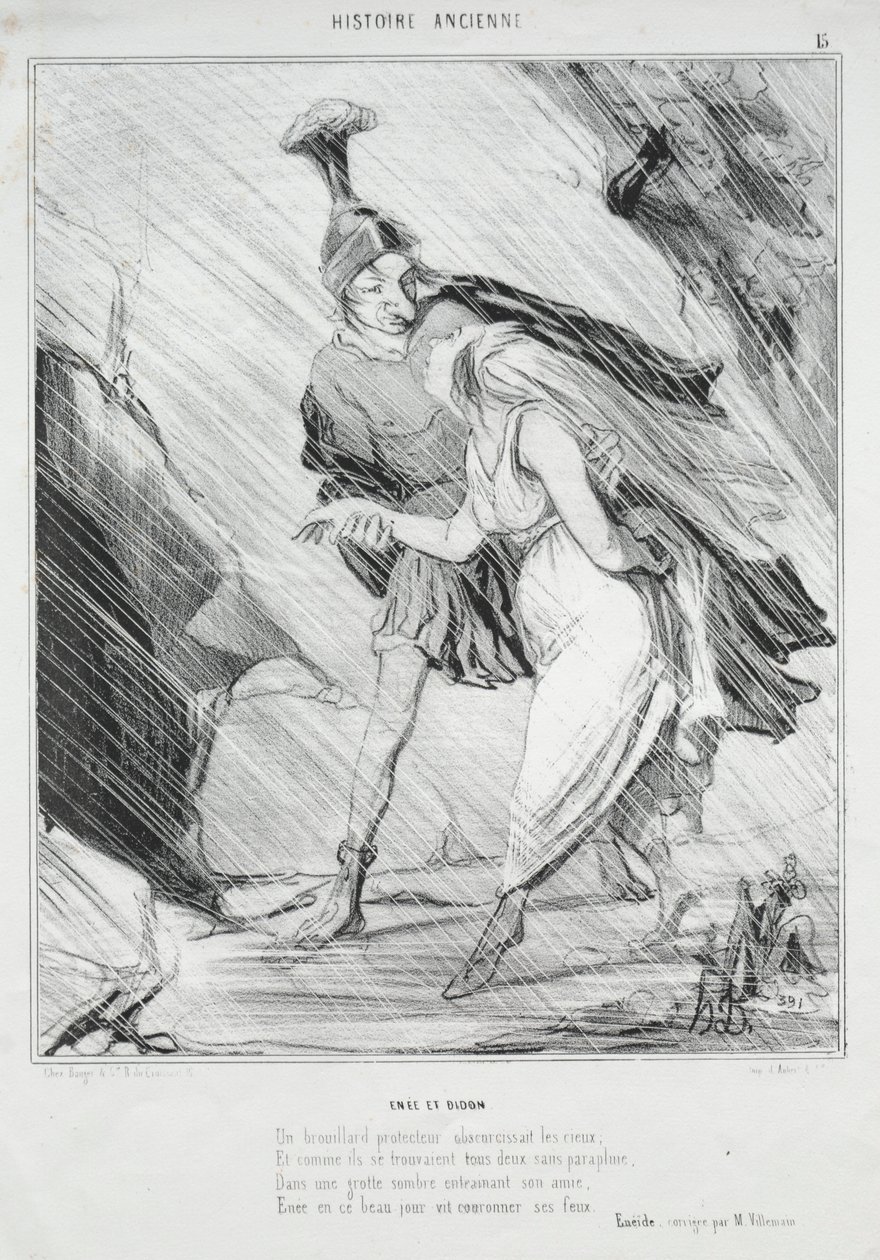 Historia antigua, lámina 15: Eneas y Dido de Honoré Daumier