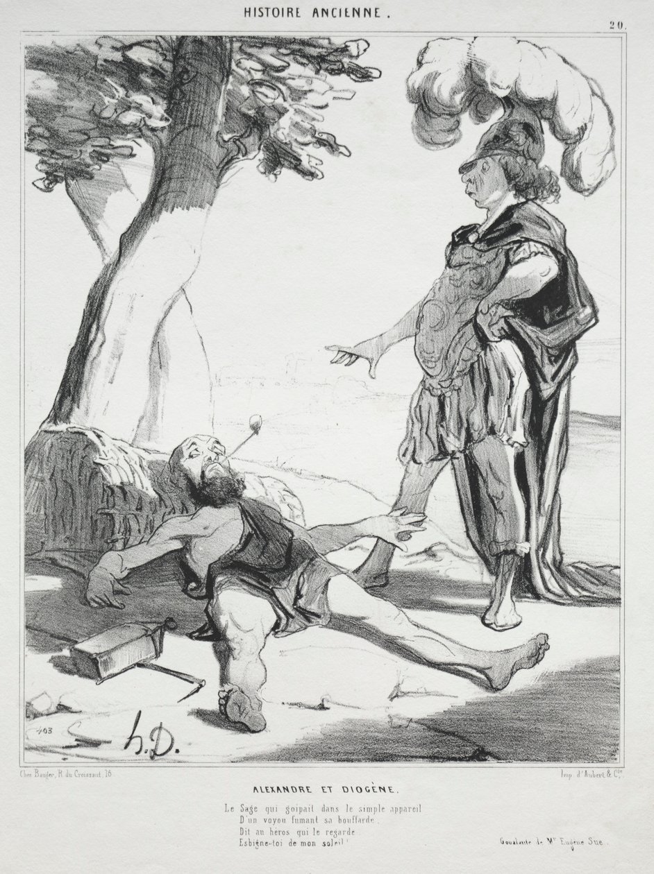 Historia Antigua, lámina 20: Alejandro y Diógenes, 14 de agosto de 1842 de Honoré Daumier