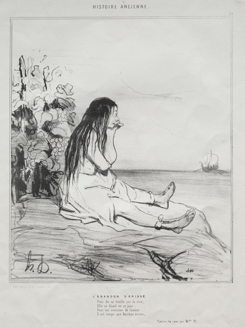 Historia antigua, lámina 24: El abandono de Ariadna, 4 de septiembre de 1842 de Honoré Daumier