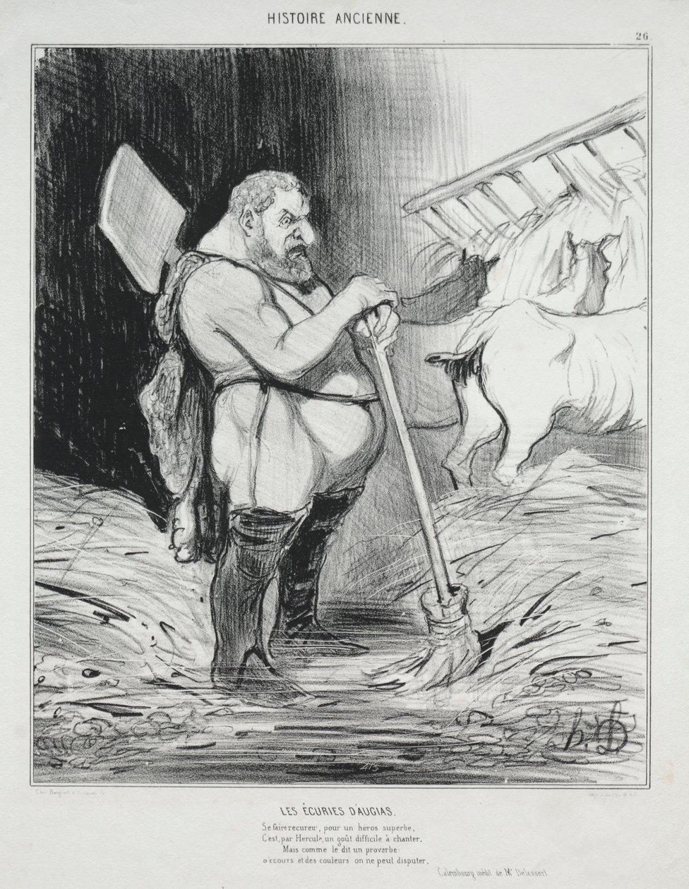 Historia Antigua, lámina 26: El Establo de Augías de Honoré Daumier