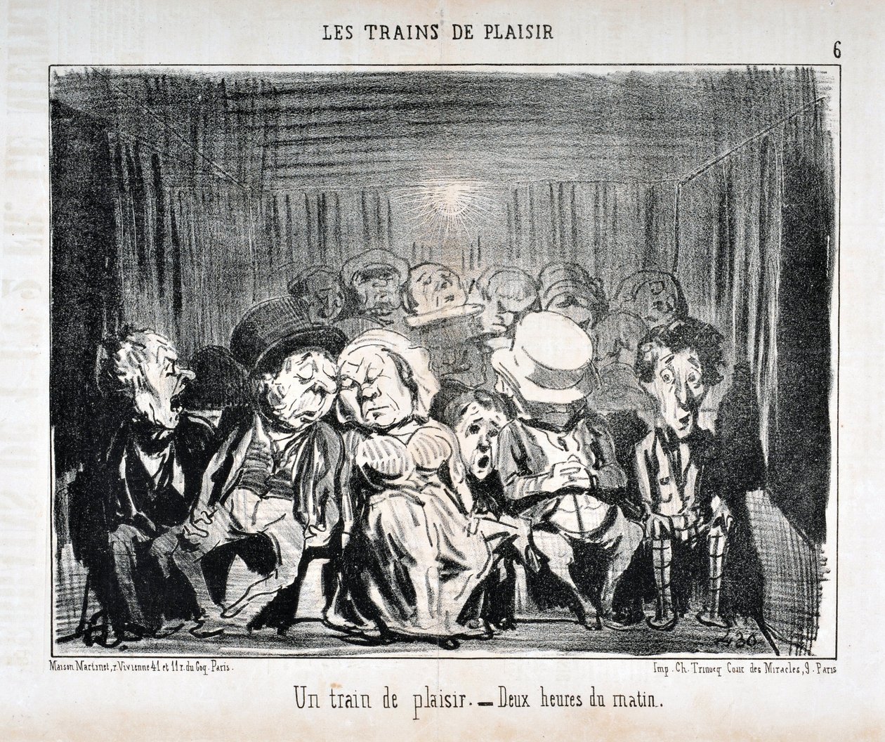 Serie LES TRAINS DE PLAISIR -Un tren de placer. - Dos horas de la mañana. de Honoré Daumier