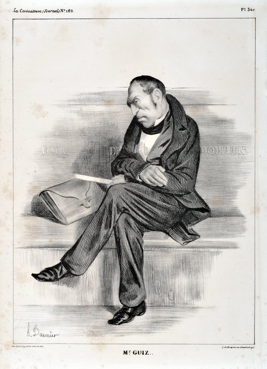 Obra de Honoré Daumier (1808-1879). Charivari data de 1833: Serie Celebrites de la caricature M. Guiz... MUSEO DE BELLAS ARTES - PALACIO LONGCHAMP, MARSELLA de Honoré Daumier