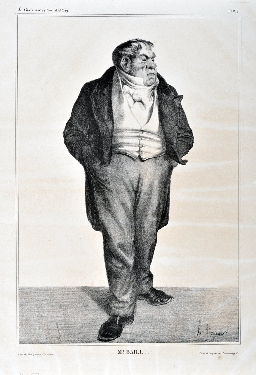 Obra de Honoré Daumier (1808-1879). Charivari data de 1833: Serie Celebrites de la caricature Mr. Baill... MUSEO DE BELLAS ARTES - PALACIO LONGCHAMP, MARSELLA de Honoré Daumier