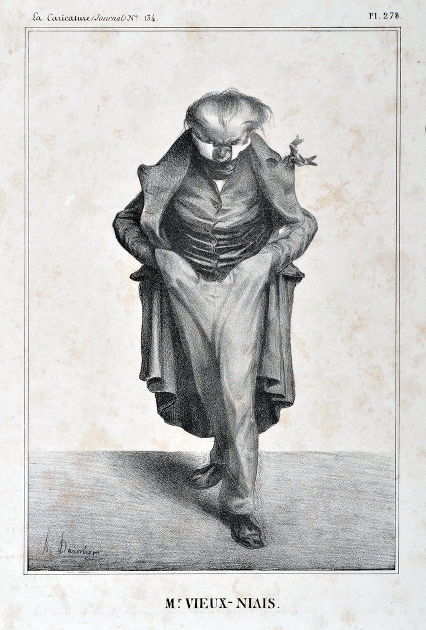 Serie Celebrites de la Caricature: M. Vieux-Niais. MUSEO DE BELLAS ARTES - PALAIS LONGCHAMP, MARSELLA de Honoré Daumier