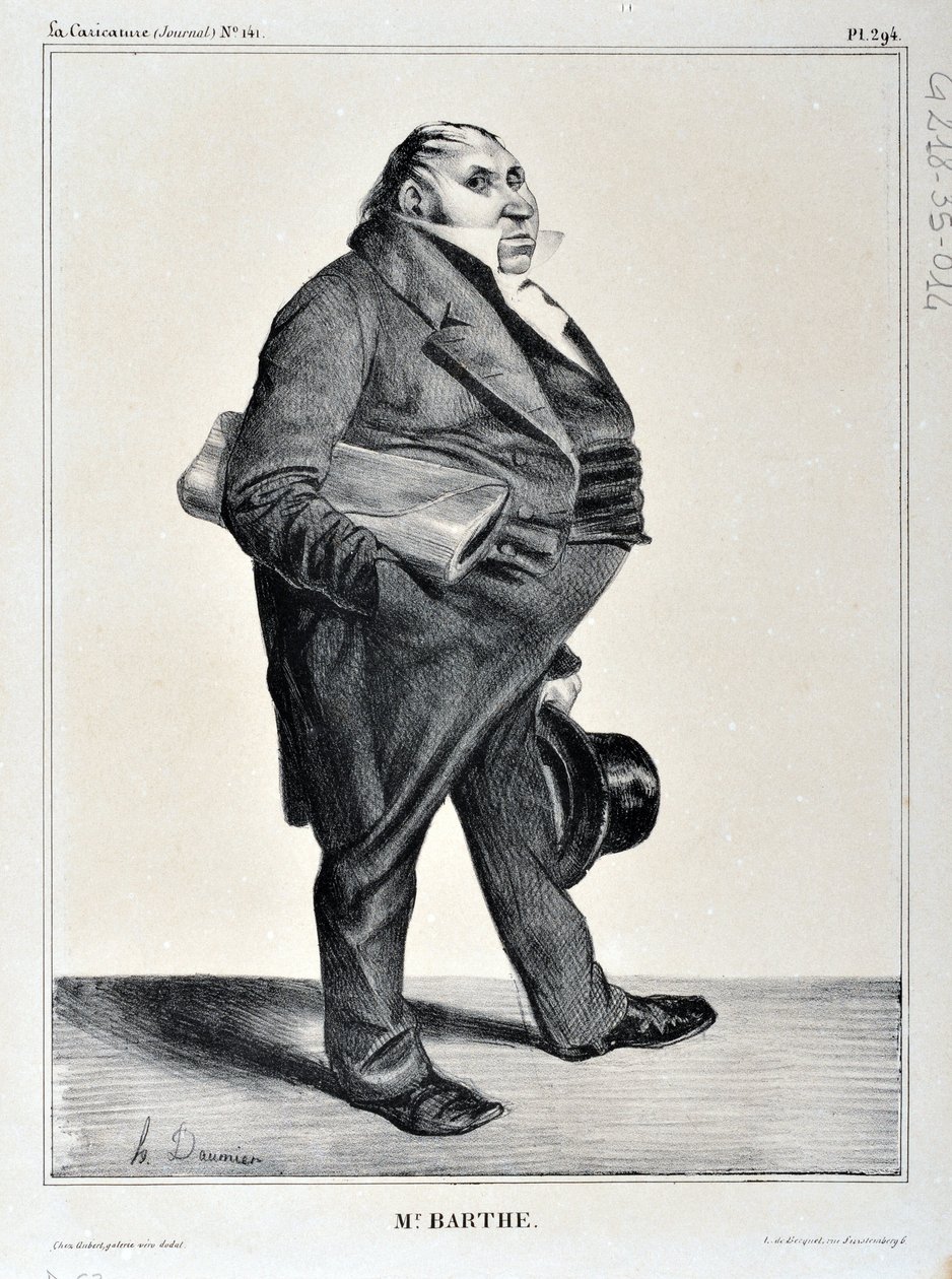 Obra de Honoré Daumier (1808-1879). Charivari data de 1833: Serie Celebridades de la Caricatura “M. Barthe” MUSEO DE BELLAS ARTES - PALACIO LONGCHAMP, MARSELLA de Honoré Daumier
