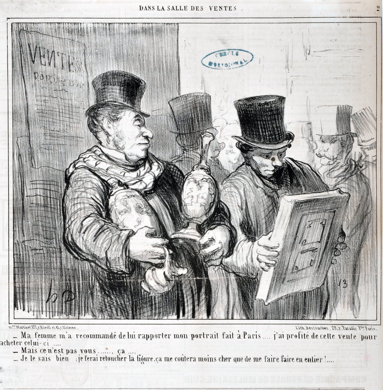 Serie IN THE SALE “- Mi esposa me recomendó traerle mi retrato hecho en París... Aproveché esta venta para comprar este... -Pero no eres tú... ca... - Lo sé, haré t de Honoré Daumier