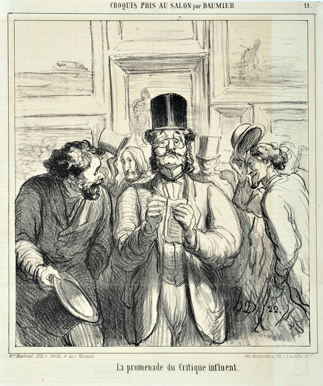 Obra de Honoré Daumier (1808-1879). Charivari data de 1865: Serie Bocetos Tomados en el Salón. El paseo del crítico influyente. MUSEO DE BELLAS ARTES - PALACIO LONGCHAMP, MARSELLA de Honoré Daumier