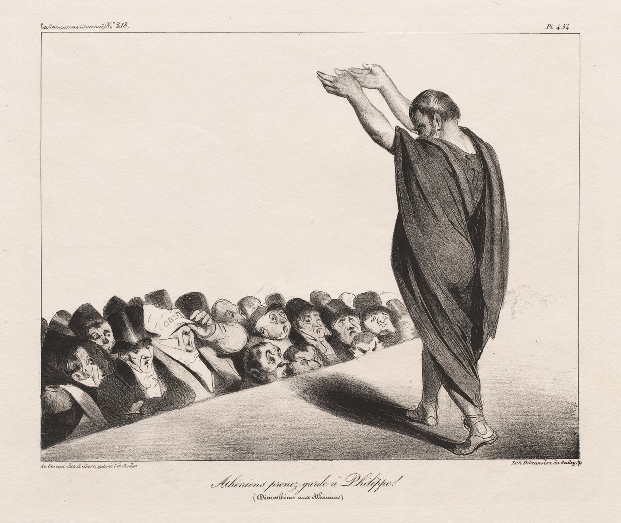 Atenienses ¡Cuidado con Felipe! (Demóstenes a los atenienses) de Honoré Daumier