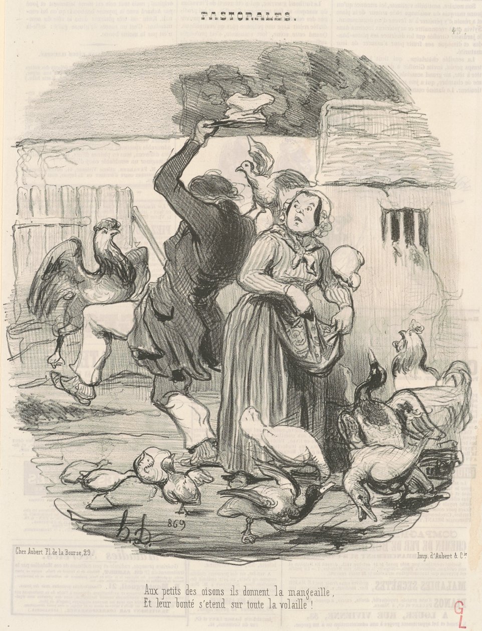 A los pequeños gansos, les dan de comer... de Honoré Daumier