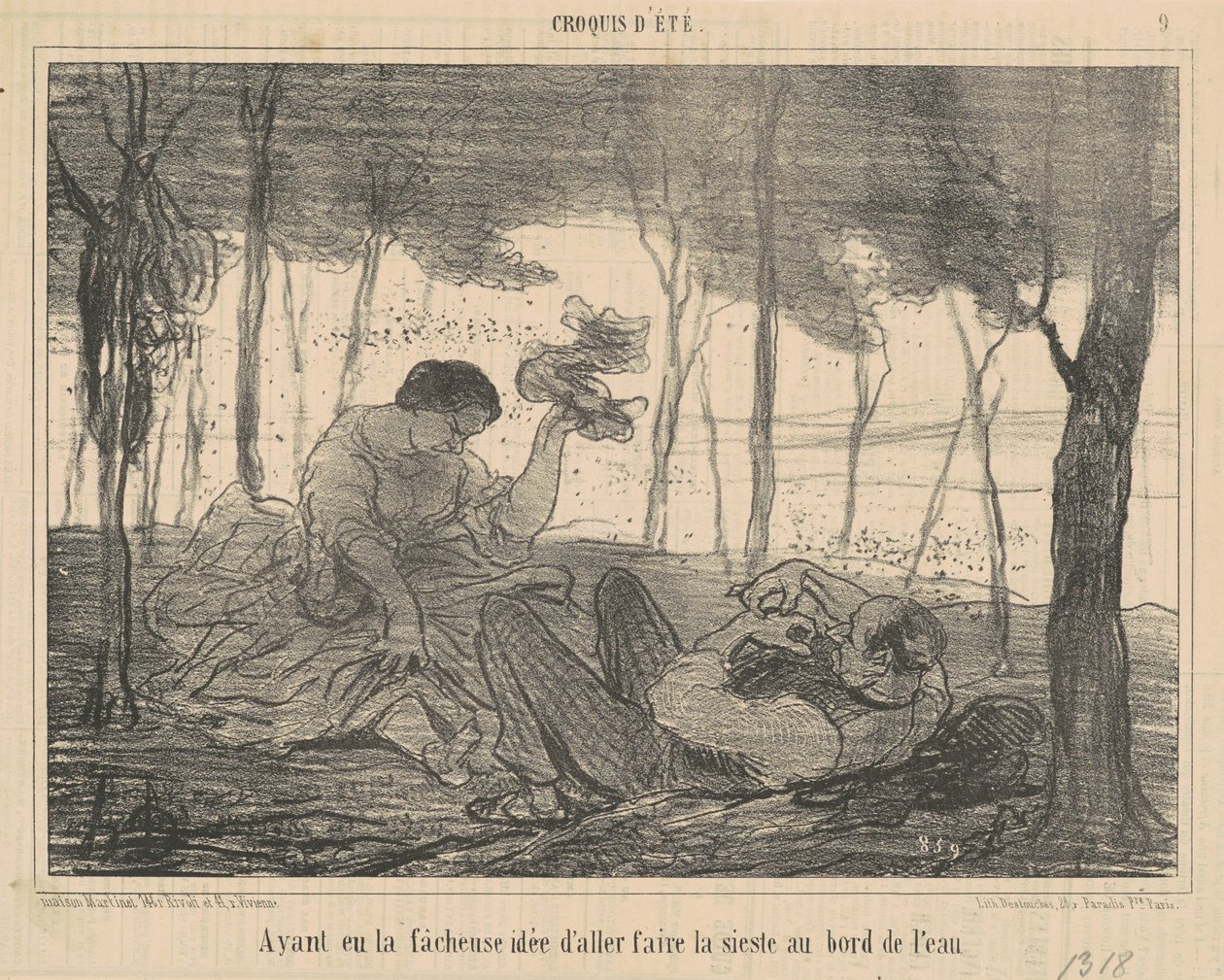 Habiendo tenido la desafortunada idea de ir... al borde del agua de Honoré Daumier