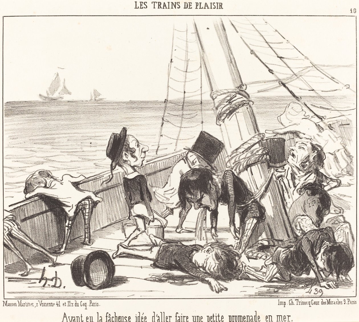 Habiendo tenido la desafortunada idea de ir... al mar de Honoré Daumier