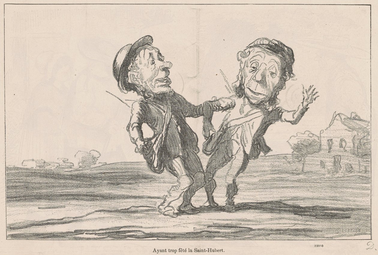 Habiendo celebrado demasiado la fiesta de San Huberto de Honoré Daumier