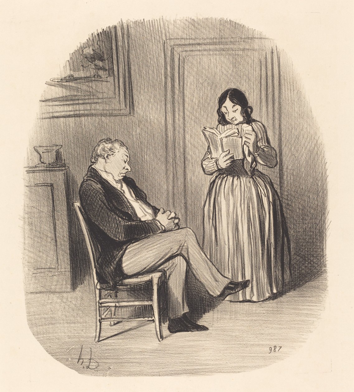 Burgués leyendo, después de cenar, algunos capítulos... de Honoré Daumier