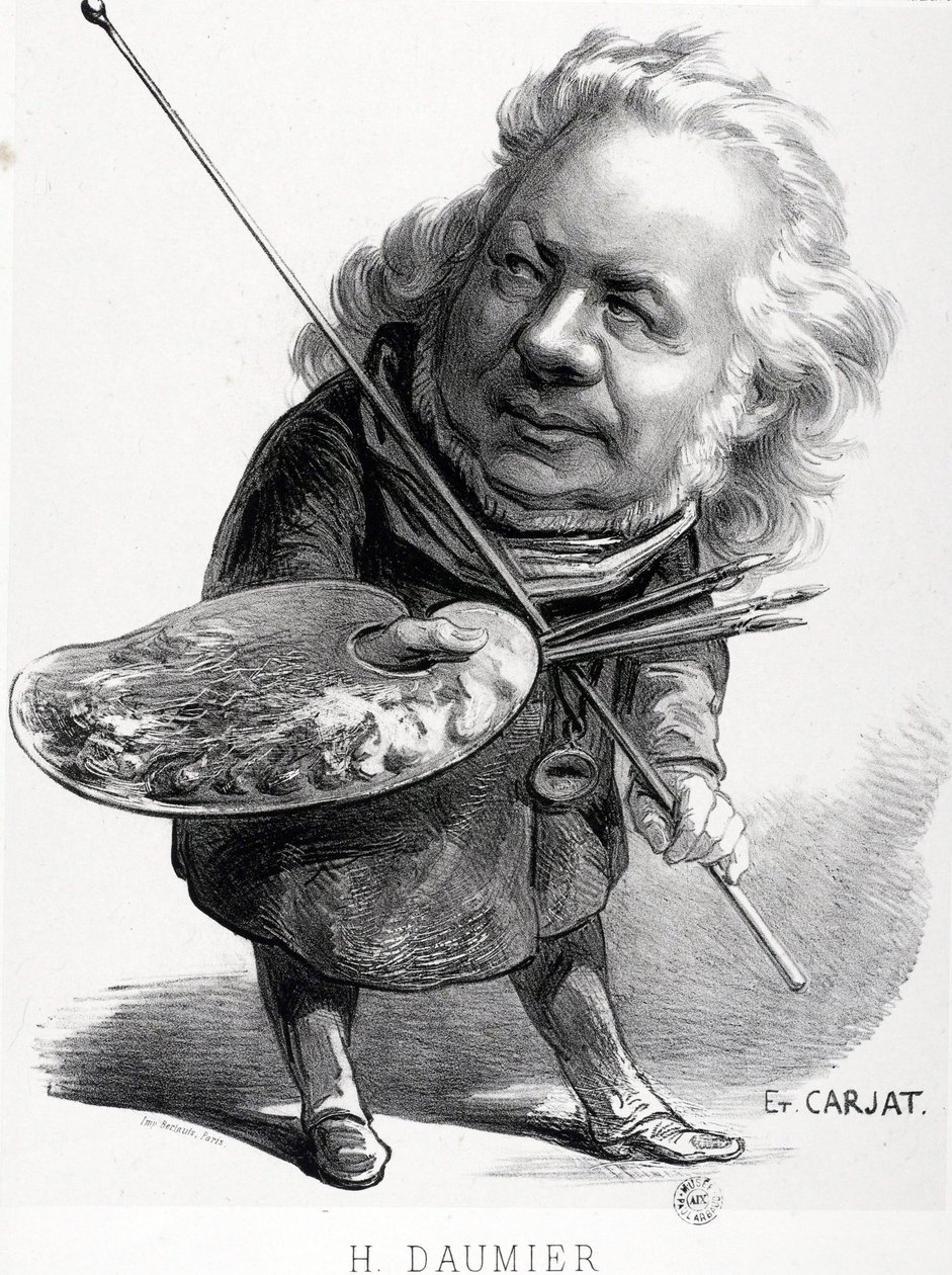 Caricatura de Honoré Daumier (1808-1879), grabador, pintor y escultor francés. Grabado de Carjat (1828-1906). Dim: 29,5x23cm. Museo Arbaud. de Honoré Daumier