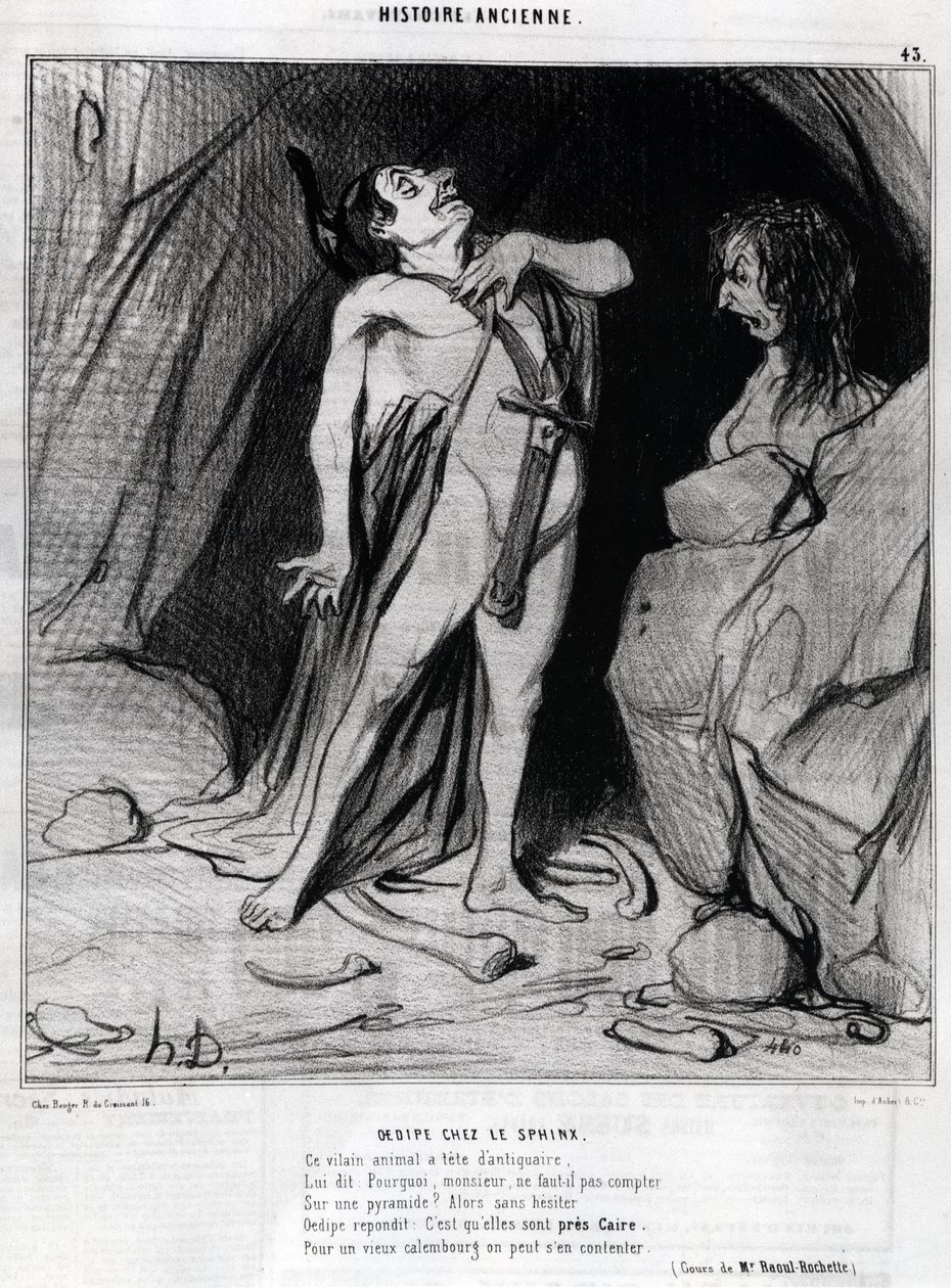 Caricatura de Honore Daumier sobre Edipo y la Esfinge, en “Charivari”, 12 de diciembre de Honoré Daumier