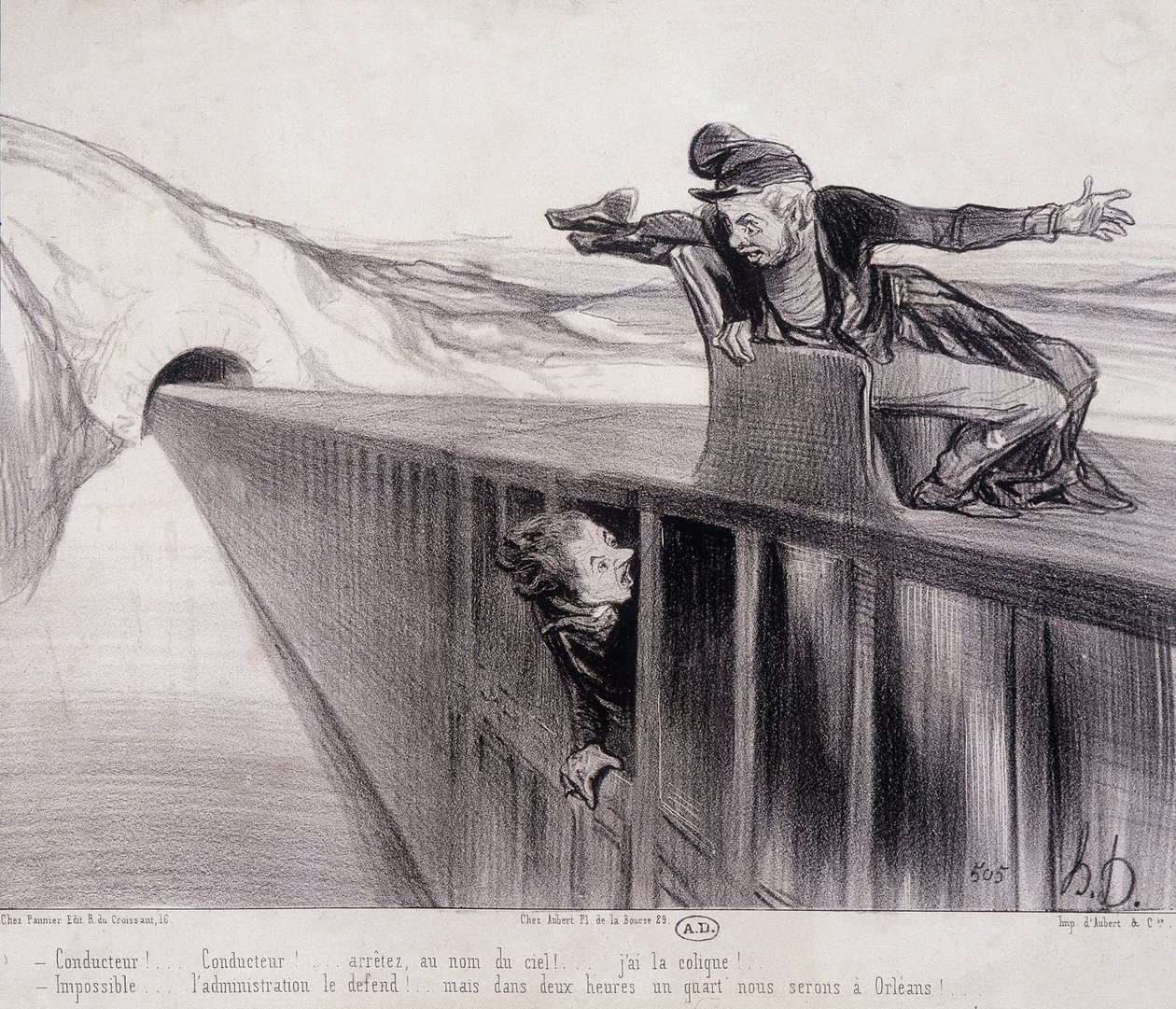 Caricatura de Daumier “Les Chemins de Fer”, siglo XIX de Honoré Daumier