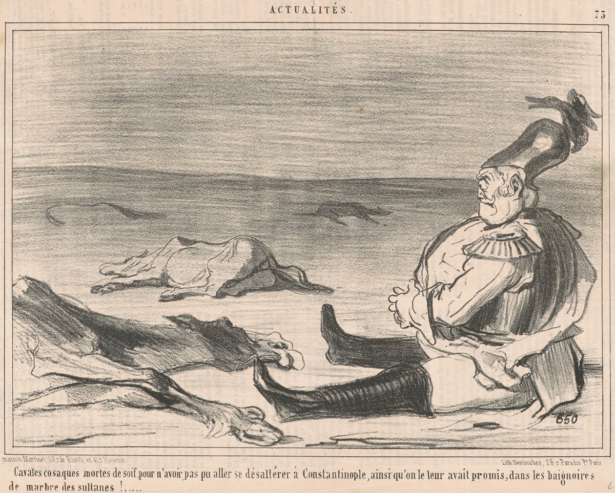 Caballos cosacos muertos de sed ... de Honoré Daumier