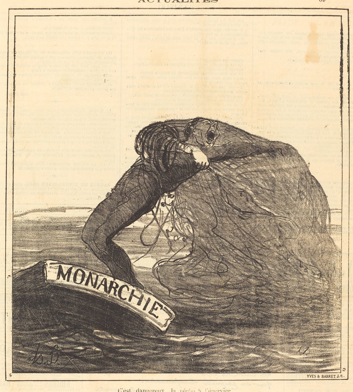 Es peligroso, la pesca con red de arrastre de Honoré Daumier