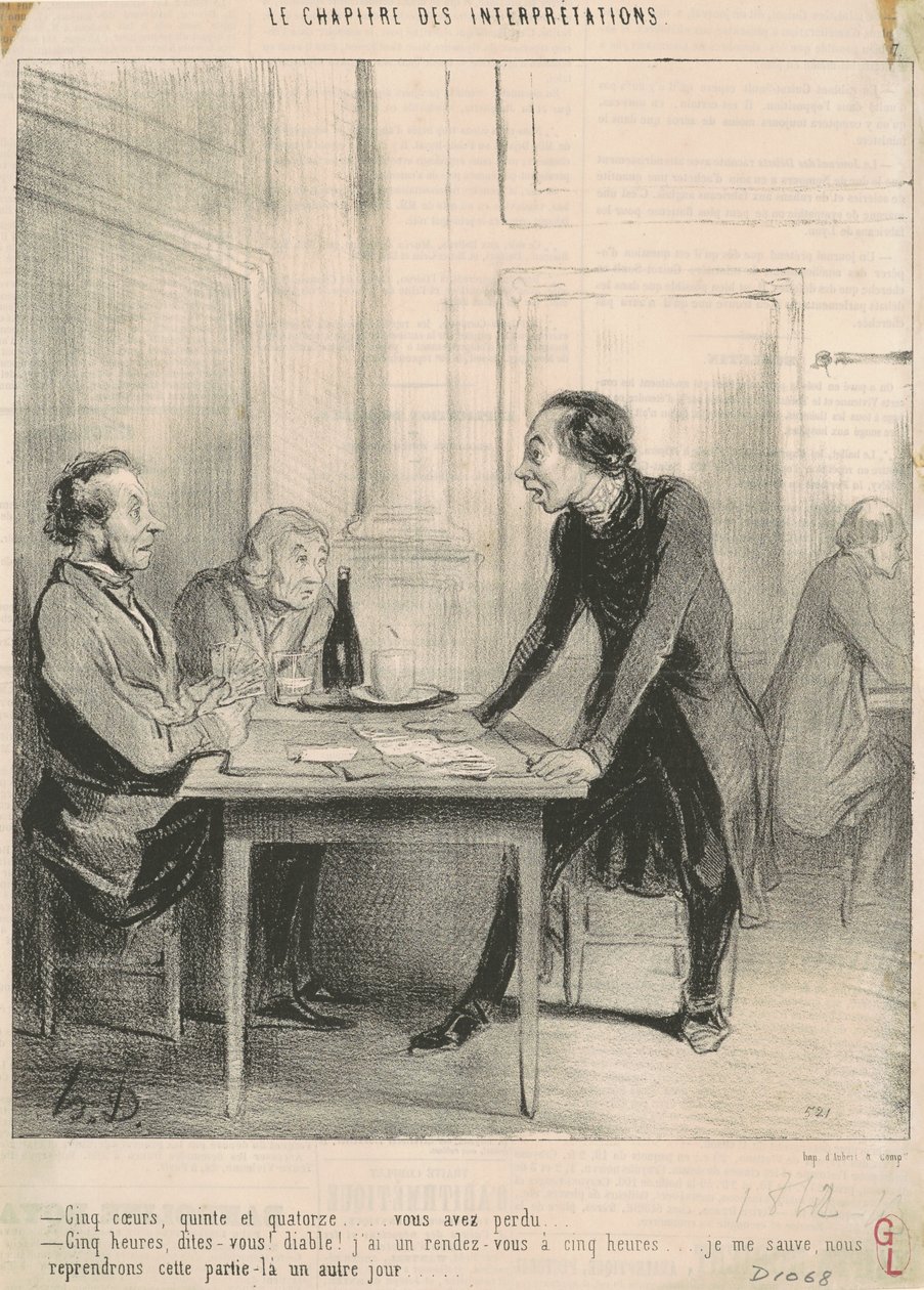 Cinco corazones, quintilla y catorce... de Honoré Daumier
