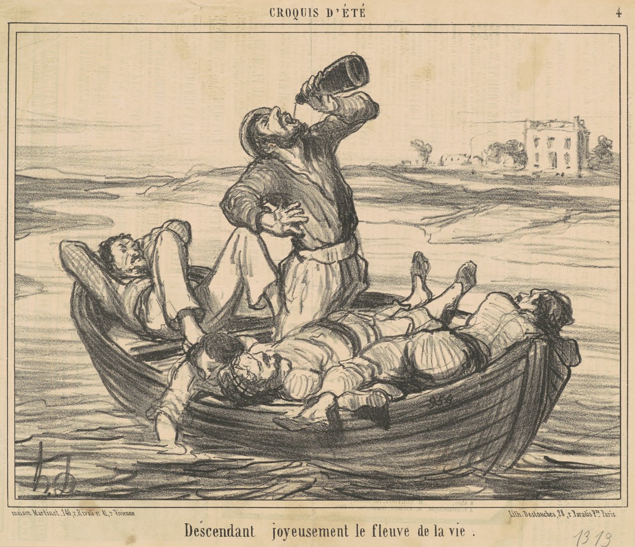Descendiendo alegremente el río de la vida de Honoré Daumier