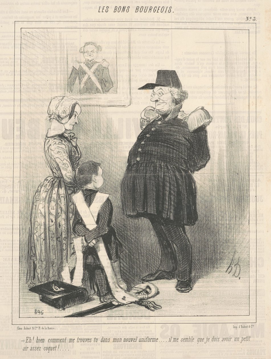 ¡Eh! Bien, ¿cómo me encuentras en mi nuevo uniforme...? de Honoré Daumier