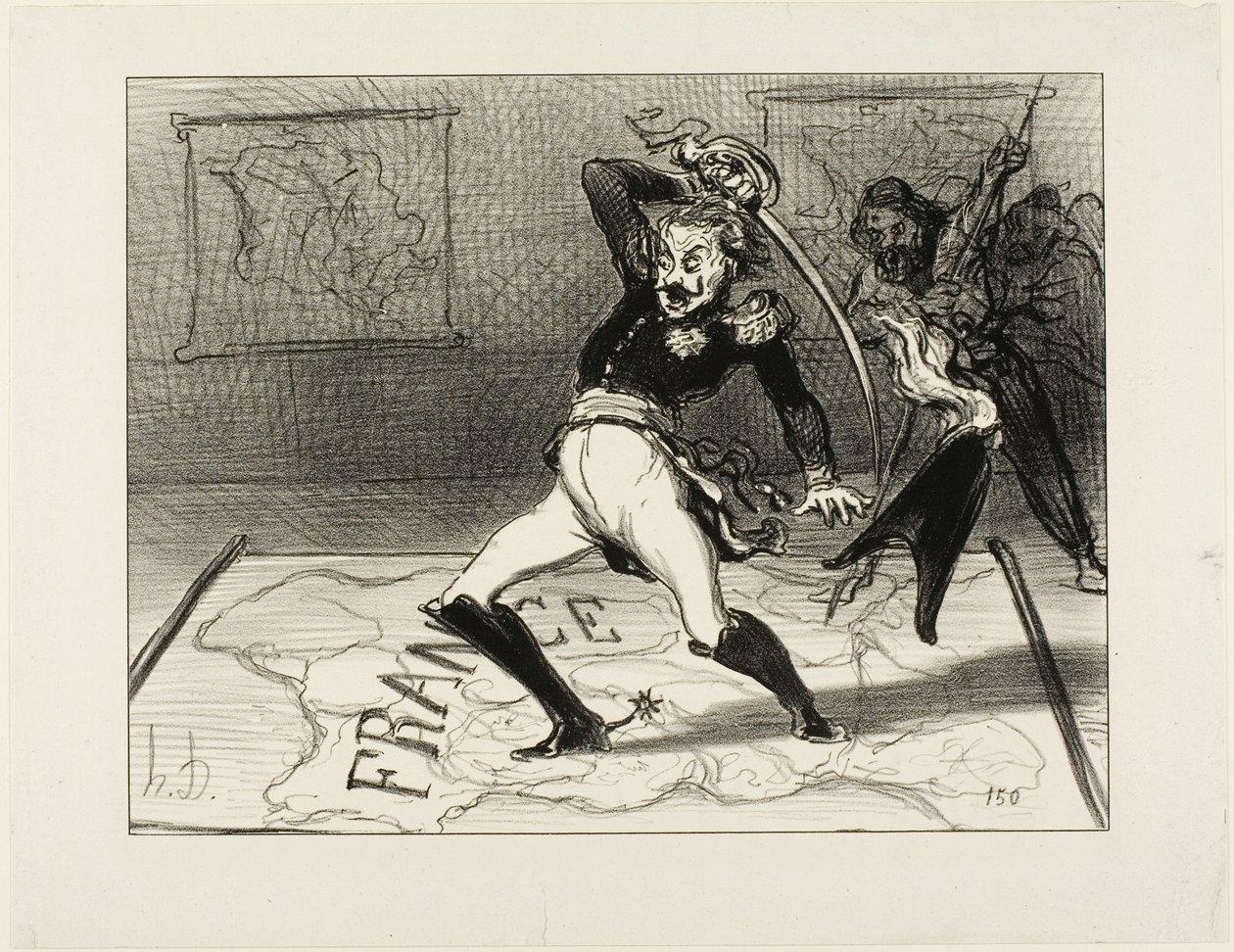 Emperador Nicolás trabajando en su gabinete, lámina 94 de Actualités, 1850 de Honoré Daumier