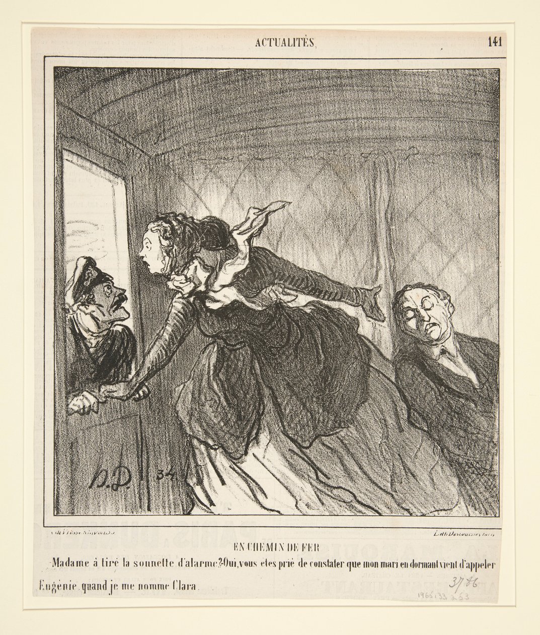En el tren: Madame tocó el timbre de Honoré Daumier