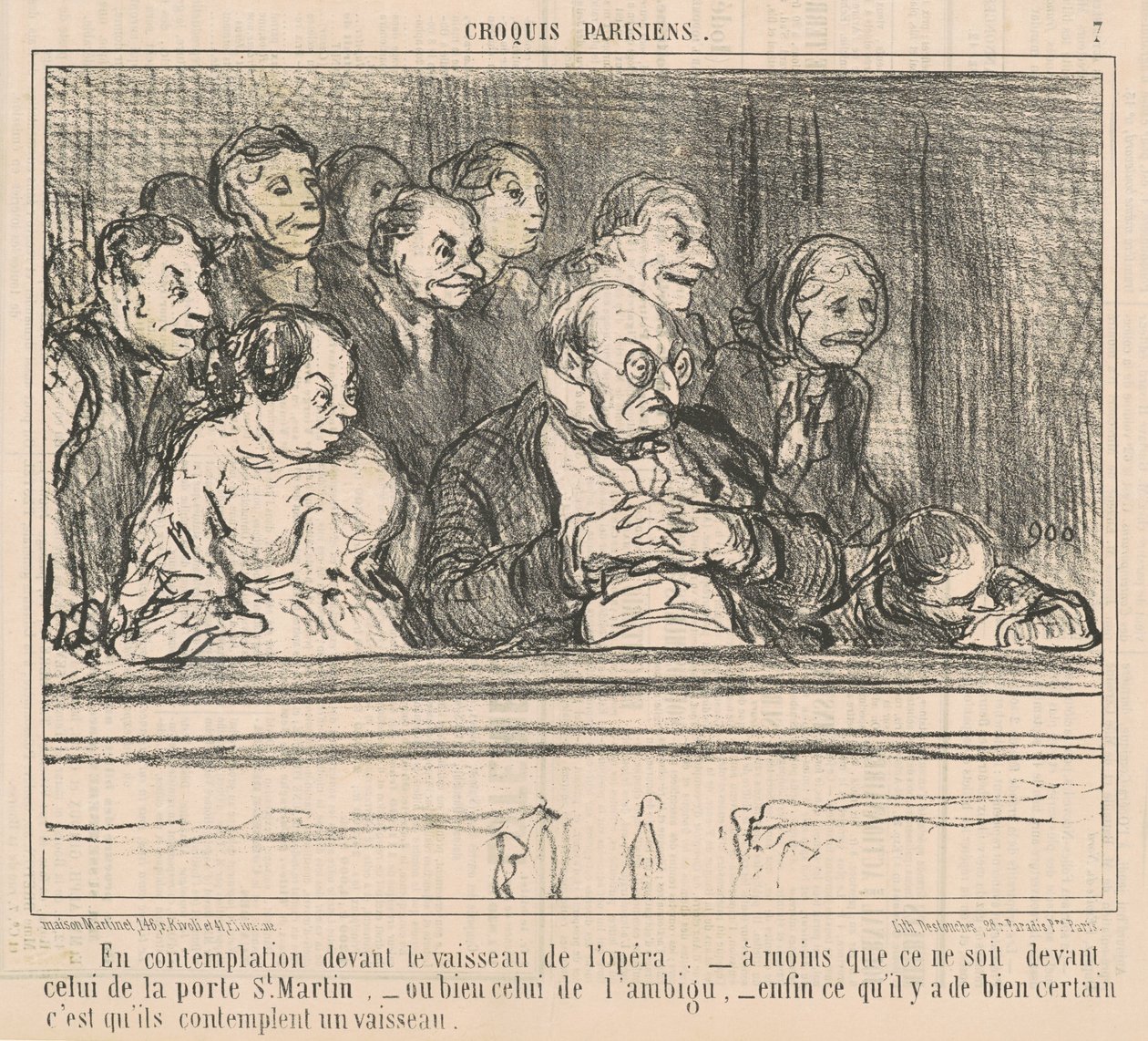 En contemplación frente al barco de la ópera de Honoré Daumier