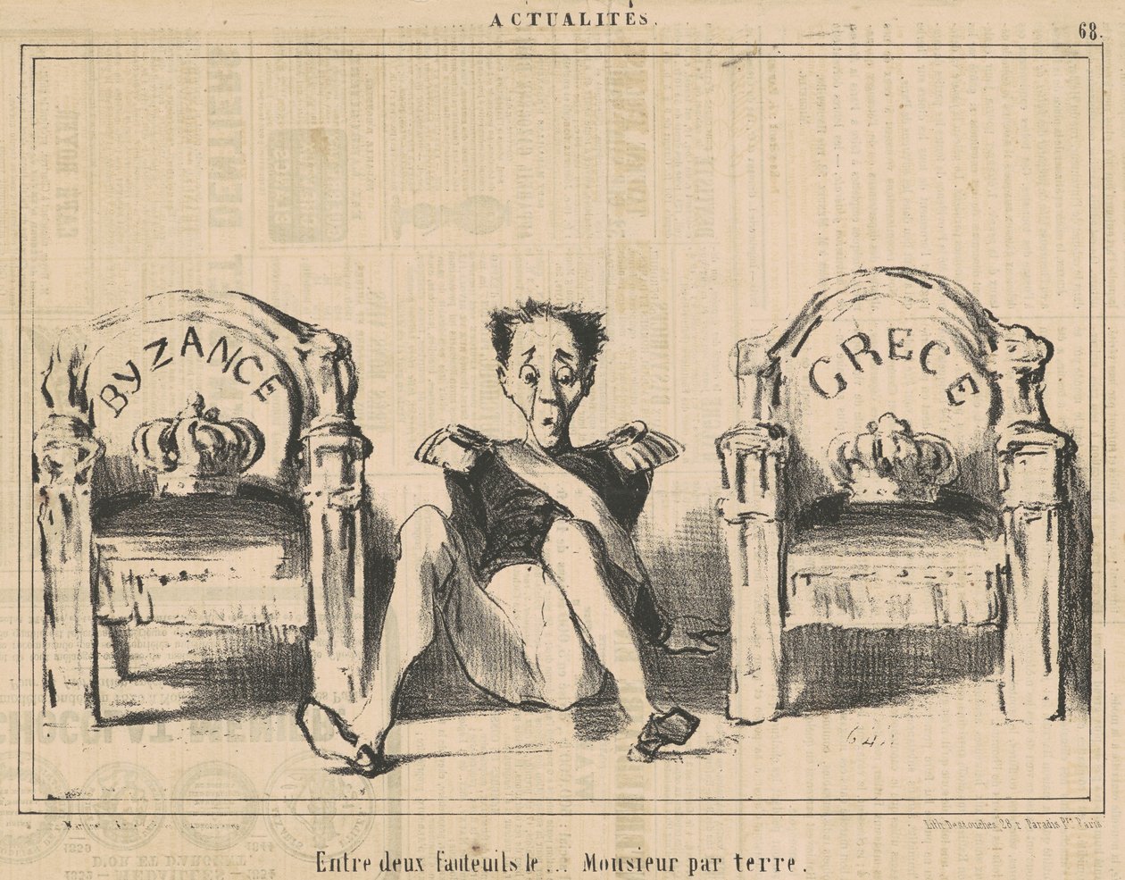 Entre dos sillones... el señor en el suelo de Honoré Daumier