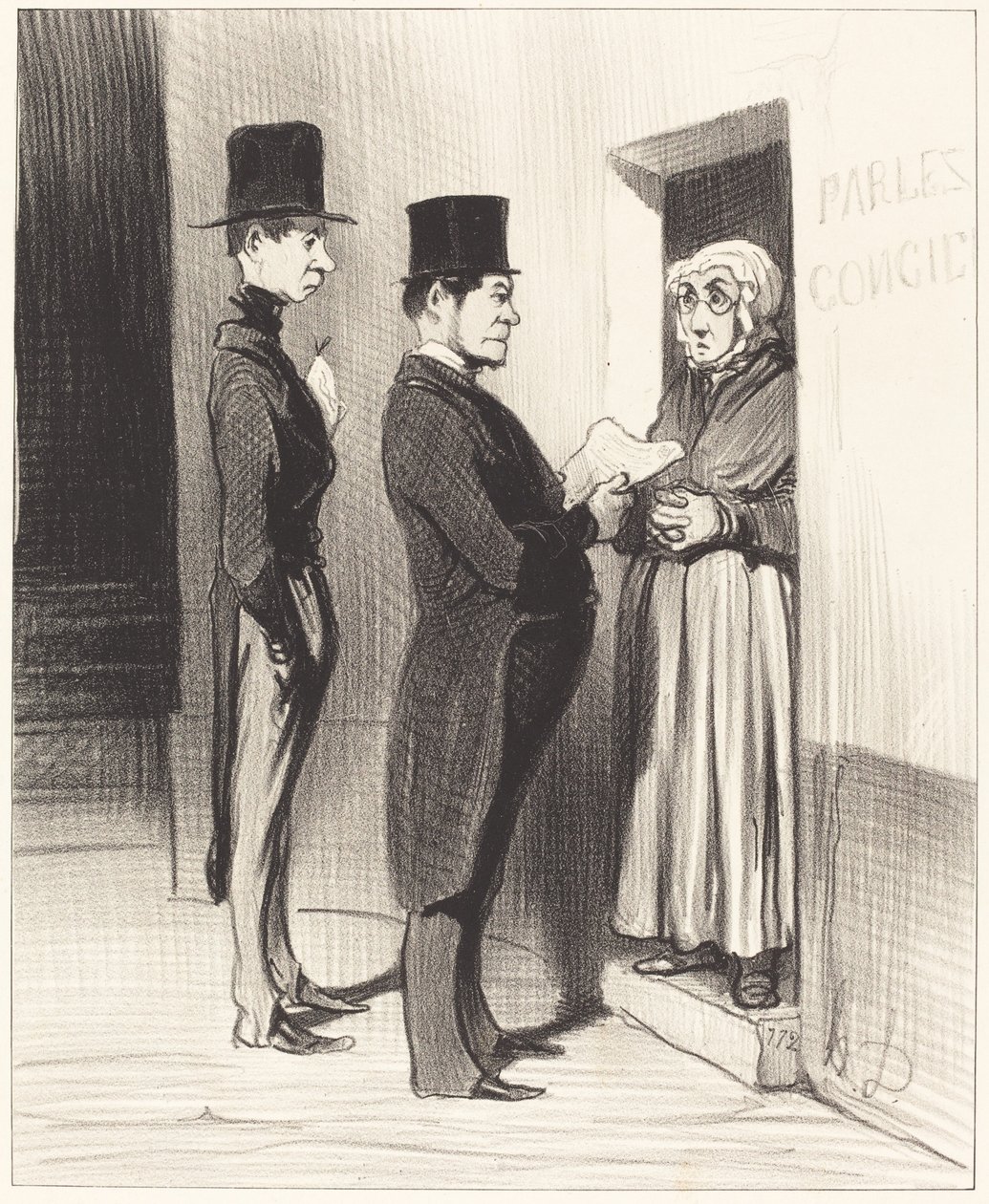Y hablando a su portera así declarado... de Honoré Daumier