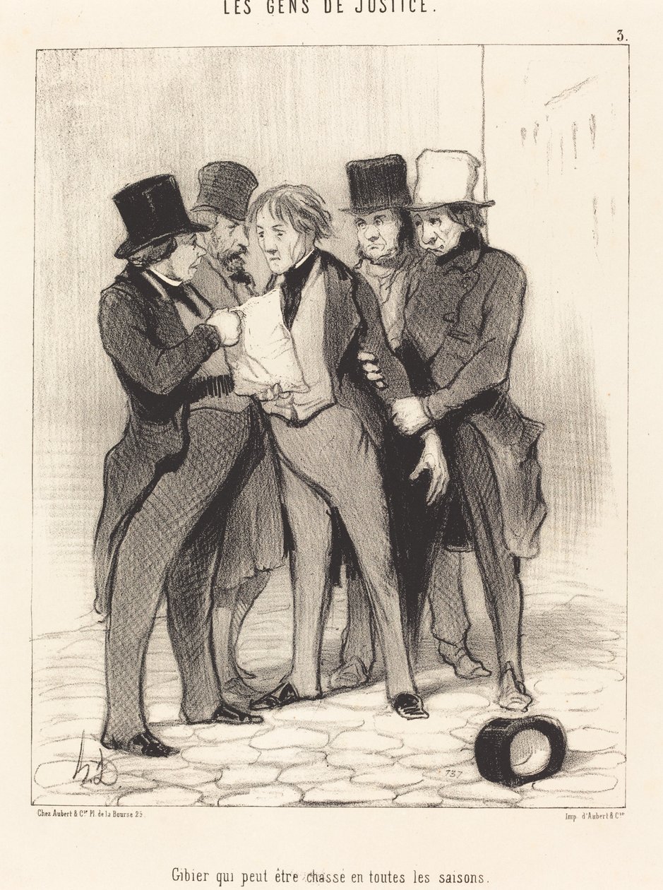Caza que puede ser perseguida en todas las estaciones de Honoré Daumier