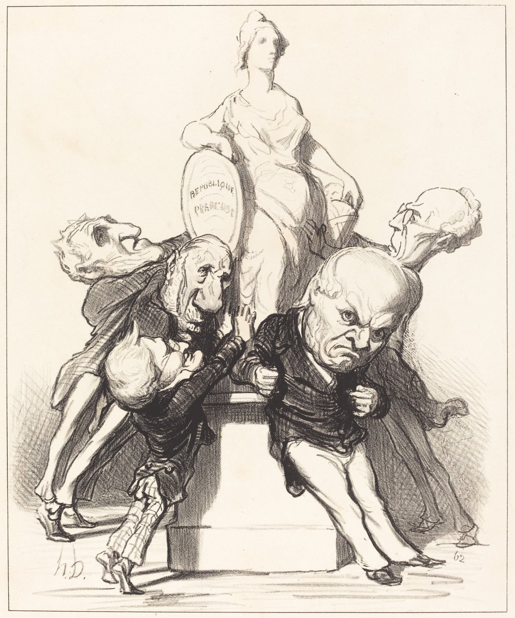 Pretenden que la sostienen de Honoré Daumier