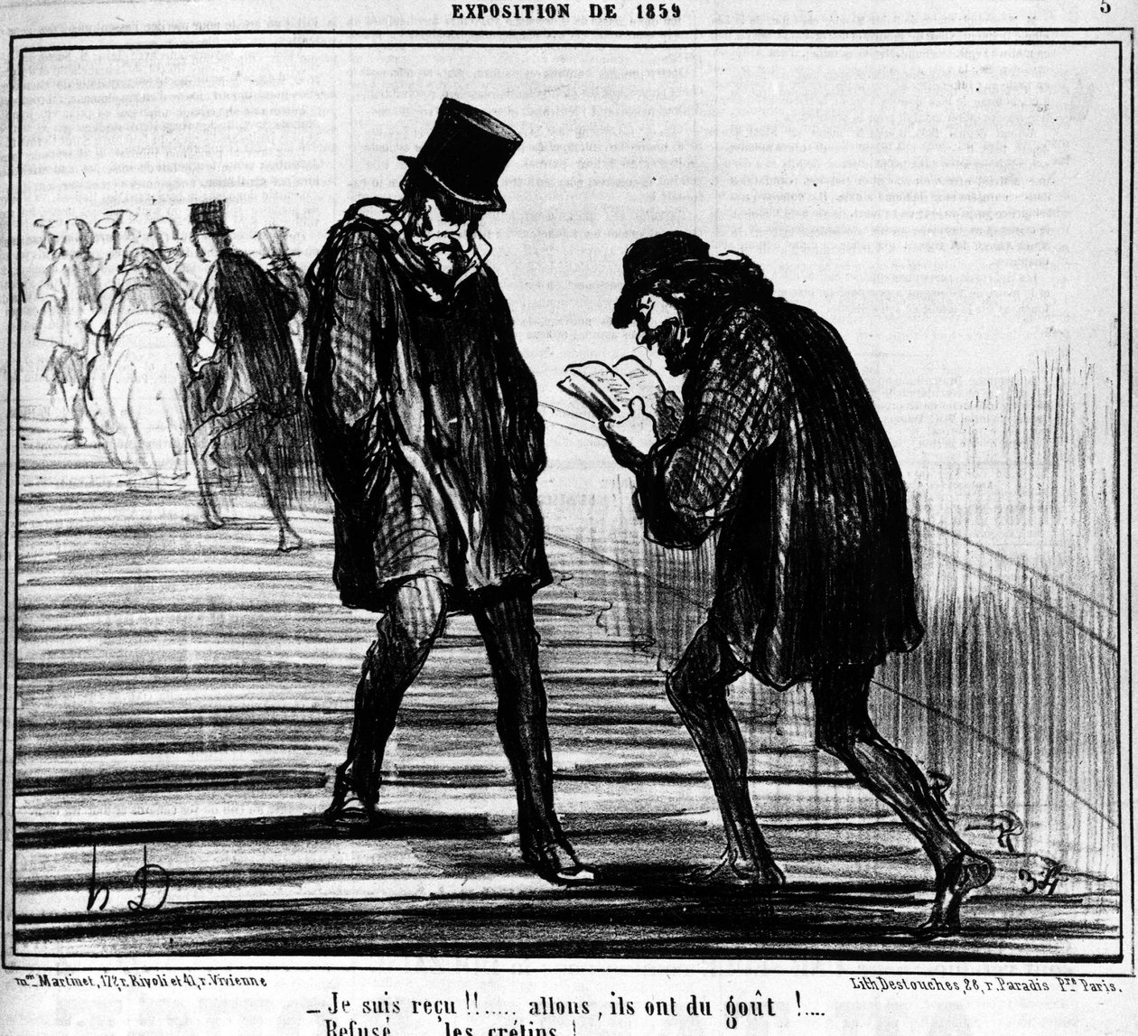 ¡Estoy recibido!... Vamos, ¡prueban!... - Rechazar... ¡idiotas! , tomado de “Pinturas y Salones”, serie de caricaturas de Honore Daumier (1808-1879). “Charivari” de Honoré Daumier