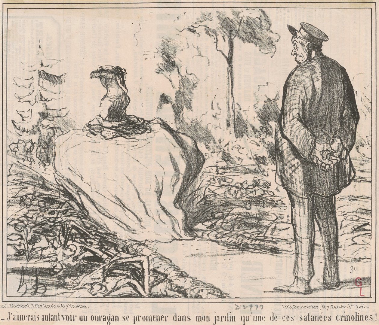 ¡Preferiría ver un huracán en mi jardín que una de esas malditas crinolinas! de Honoré Daumier