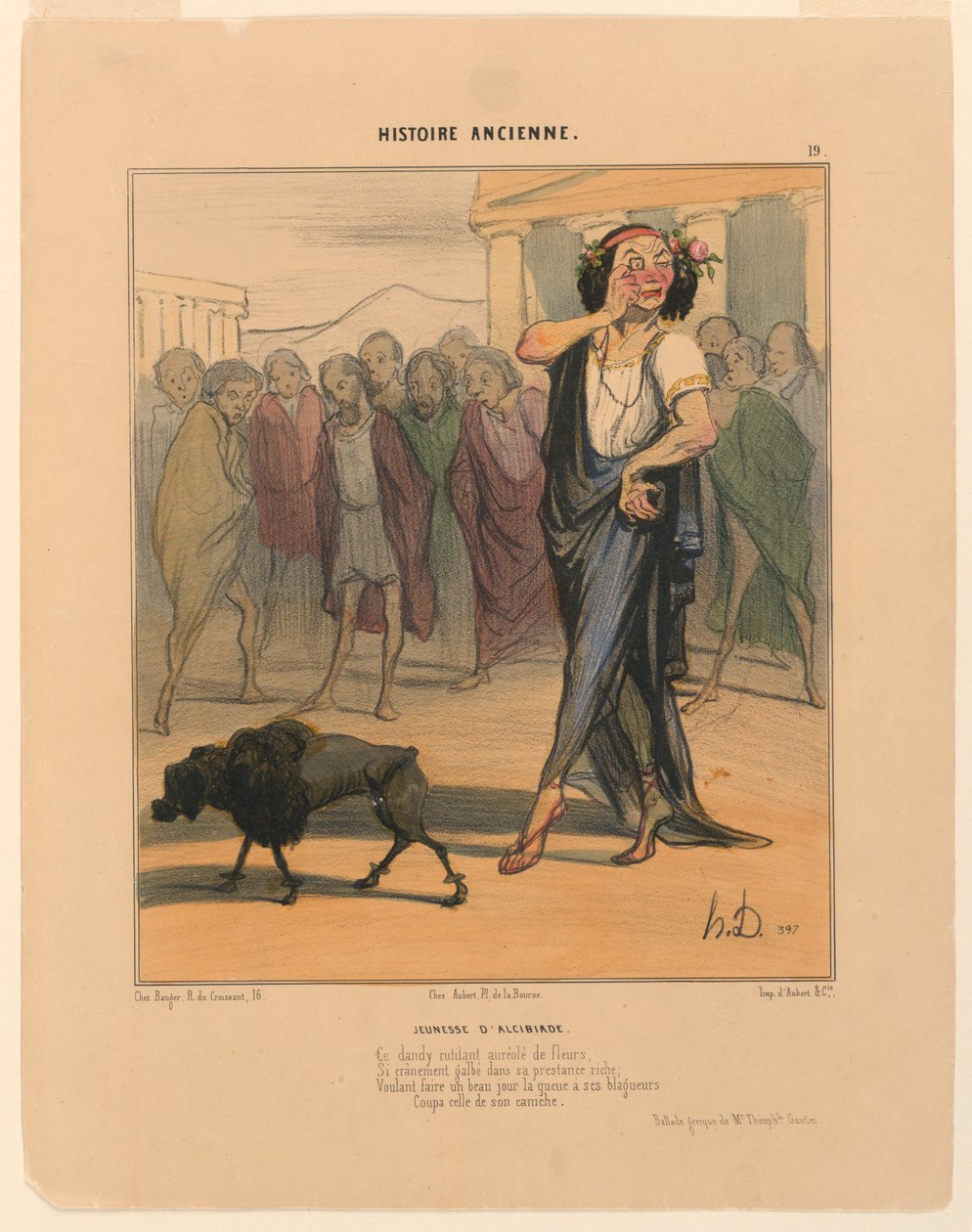 Juventud de Alcibíades, lámina 19 de la Historia Antigua de Honoré Daumier