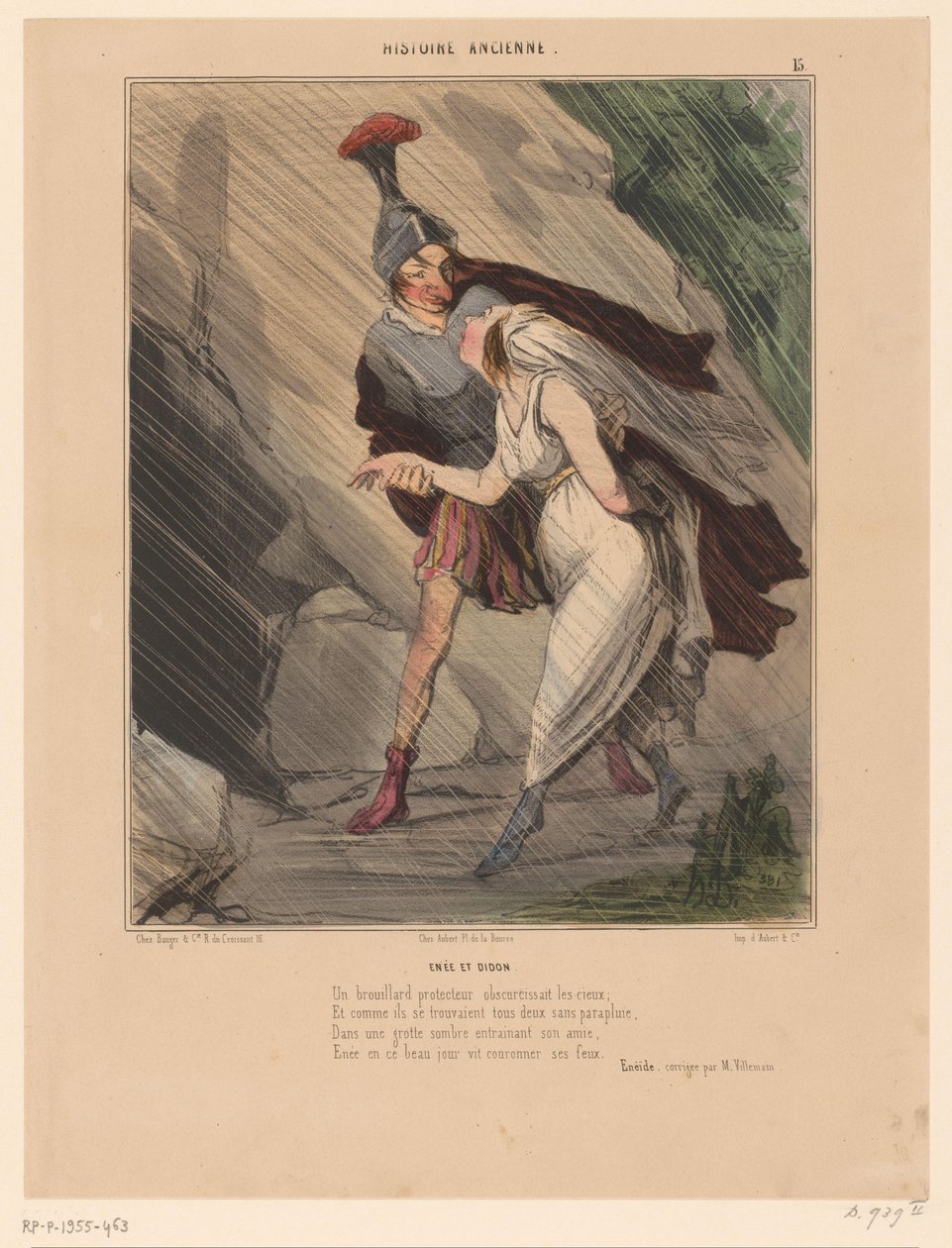 Caricatura de Eneas y Dido
Enée et Didon (título en el objeto)
Caricaturas de personajes de la Antigüedad (título de la serie)
Histoire ancienne (título de la serie en el objeto) de Honoré Daumier