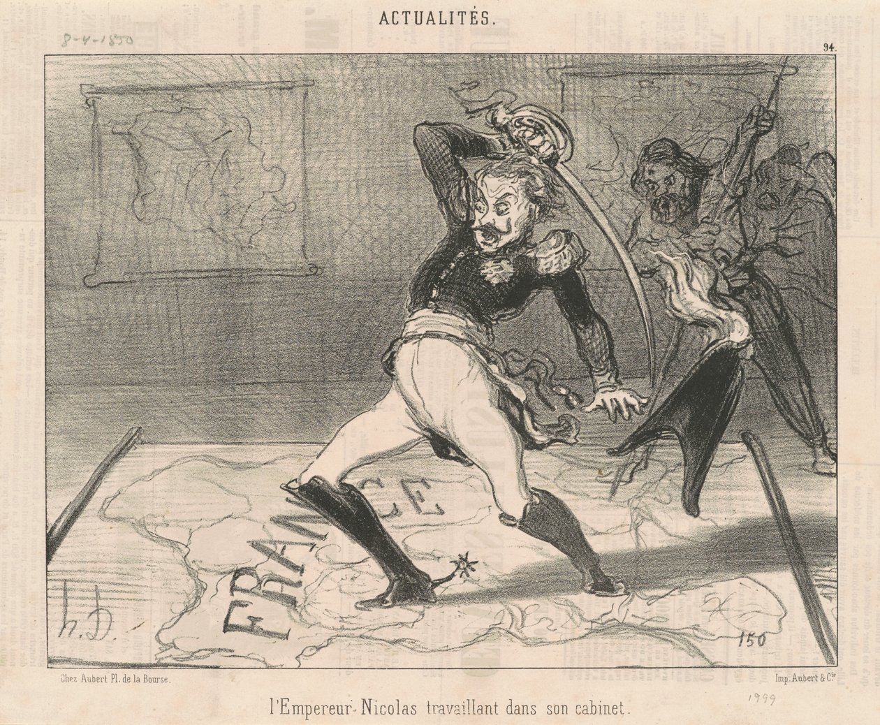 El emperador Nicolás trabajando en su gabinete de Honoré Daumier