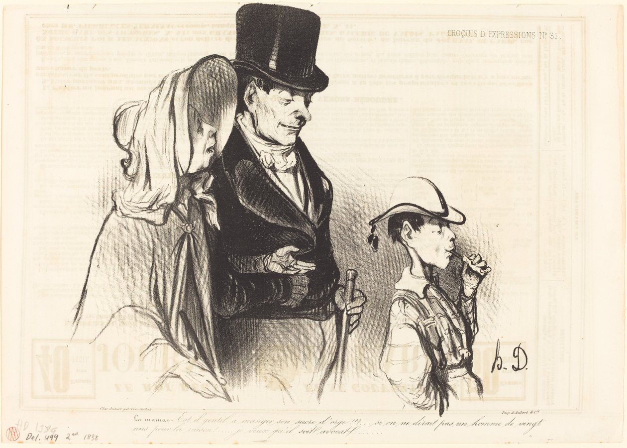 La mamá - ¡Es bueno comer su caramelo de cebada!... de Honoré Daumier