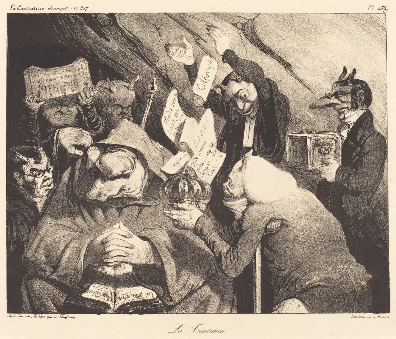 La Tentación, parodia de una tela de Téniers de Honoré Daumier