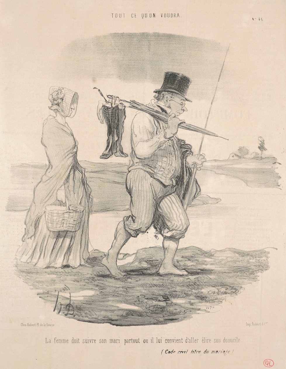 La mujer debe seguir a su marido de Honoré Daumier