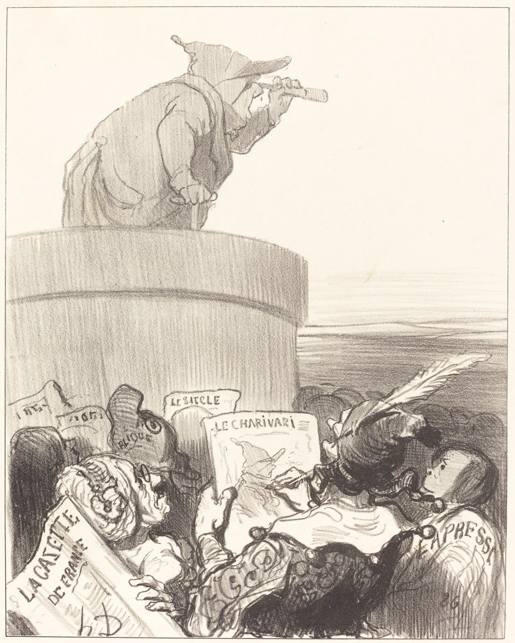 El Constitucional contemplando el horizonte político de Honoré Daumier