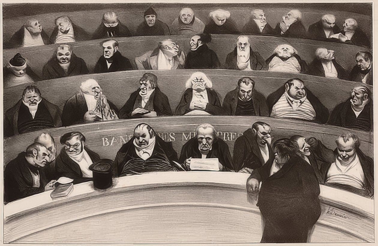 Le Ventre législatif. Aspectos de los bancos ministeriales de la cámara no prostituida de 1834 / El vientre legislativo. Vista de los bancos del gabinete de la cámara no prostituida de 1834. 1834 de Honoré Daumier