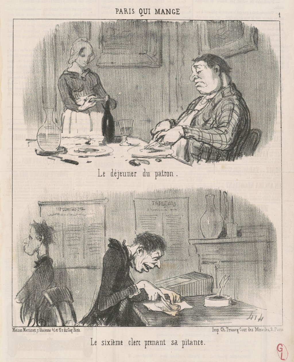 El almuerzo del patrón el sexto empleado... de Honoré Daumier