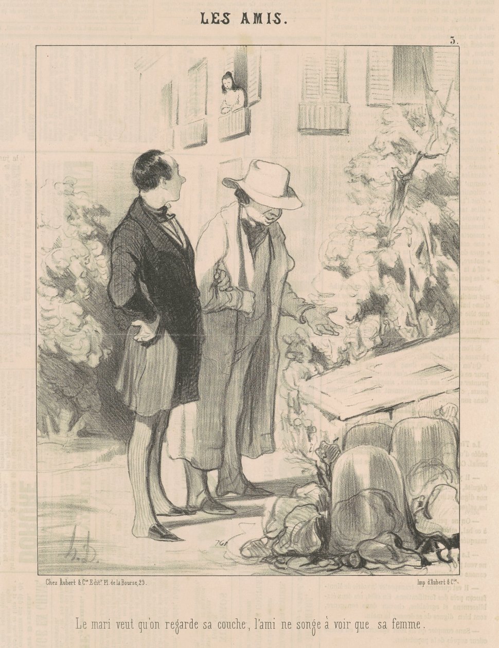 El marido quiere que miren su cama... de Honoré Daumier