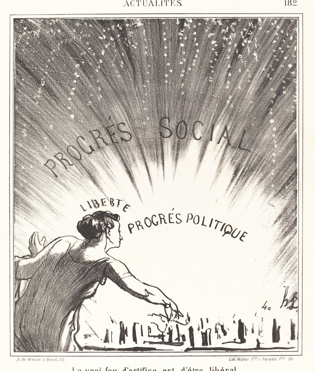 El verdadero espectáculo de fuegos artificiales es ser generoso de Honoré Daumier